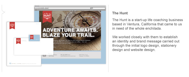 The Hunt is a start-up life coaching business based in Ventura, CA that came to us in need of the whole identity and branding package.